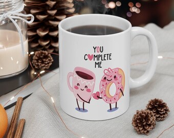 You Complete Me Mug, Donut Coffee, For Her Gift, For Him Coffee Mug, Valentine For Her Gift Ideas, Valentine For Him Gift Mug, Love Cup
