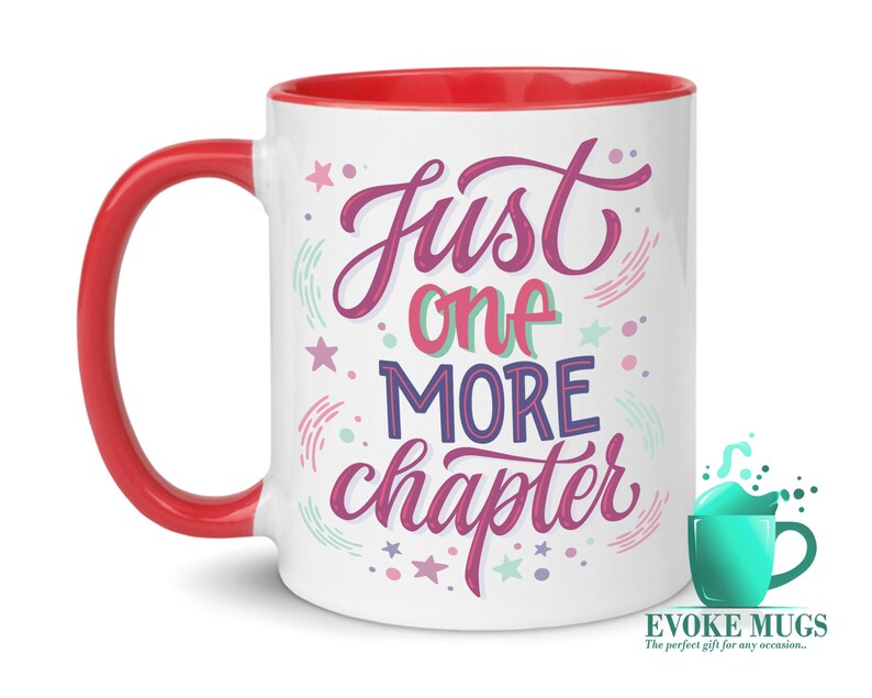 Just One More Chapter Reading Mug Book Lover Gift Mug for Book Lovers Bookworms Gift Book Club Gift Red Handle/Inner
