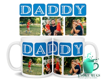 Personalized Fathers Day Mug with 3 Photos, Custom Gift for Dad