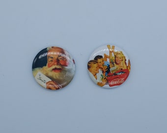 Vintage Coca Cola button pins, set of 2 button pins