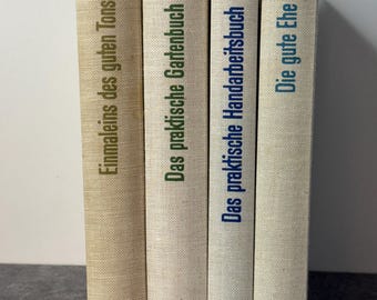 Vintage German Book Set (1960s) | Minimalist Linen Covers | Decorative Neutral Books | Midcentury Style | Book Stack Decor