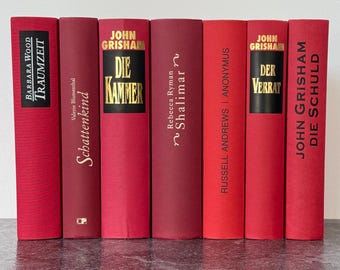 Vintage Red Book Stack | Decorative Antique Books | Bold Retro Home Decor, fillerbooks, shelffiller, library books, dark academia
