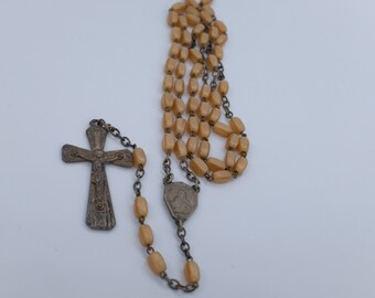 Antique rosary - prayer beads with little pouch for storage
