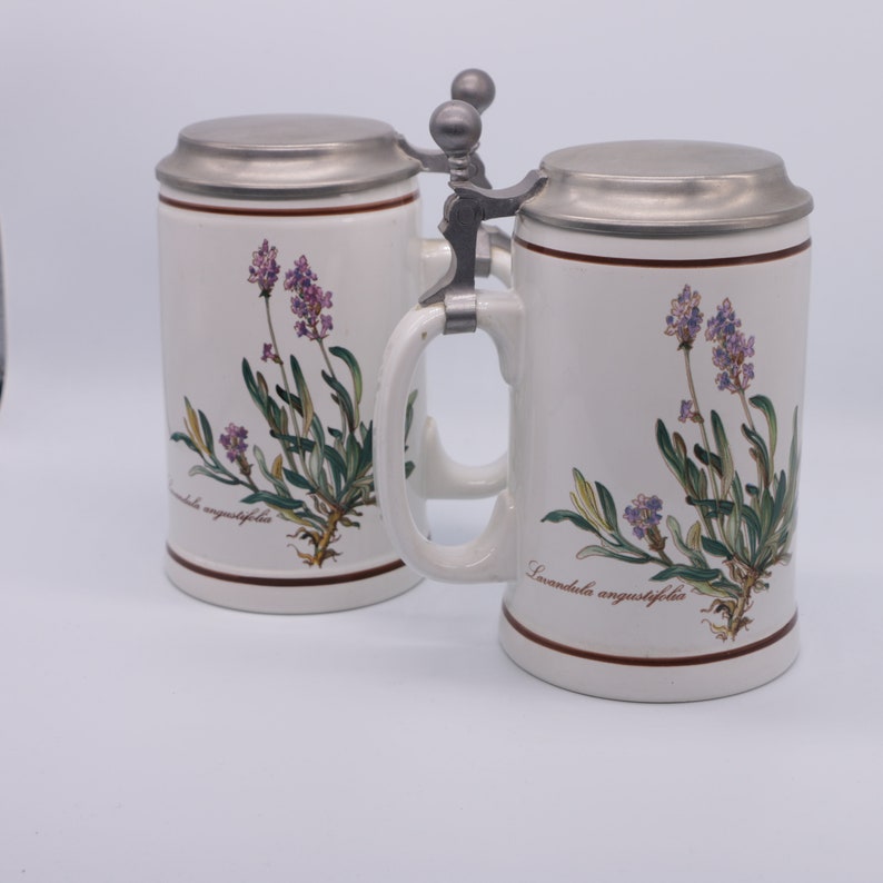 antique floral botanical beer mug Villeroy/&Boch botanica beer glass schooner retro decorative stein retro ceramics made in Luxembourg