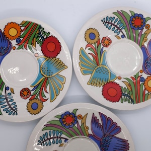 Villeroy&Boch Kaffee Untertassen Acapulco, kleiner Teller, antike bunte Retro Keramik Made in Luxembourg, dekoratives Geschirr