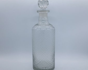 antique glass carafe with stopper, alcohol decanter, vintage collection bottle, crystal style, kitsch decor interior table ware