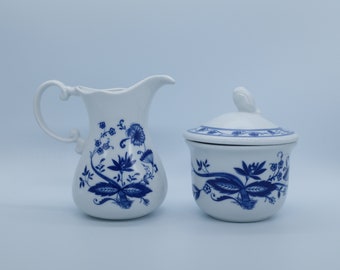 WELLCO retro sugar sup and creamer jug set, cute retro kitsch floral storage container, botanical style, tea coffee set and decoration