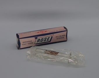 Rose Brand Glas syringe, antique medical supply, vintage pharmaceutical glas syringe, steampunk decor, odd curiosities for medical cabinet
