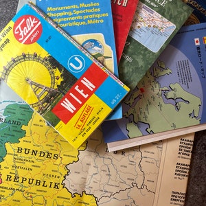 Stapelbare Vintage Reisekarten - Europäische Städte und Länder, Wanderlust-Kollektion, Reiseephemera für Scrapbooking und Collagen