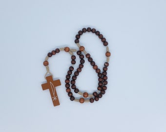 Antique wooden rosary - vintage wooden prayer beads