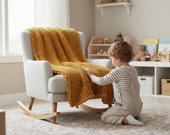 Hand-Knit Chunky Chenille Blanket: Soft Cozy Comfort Blanket