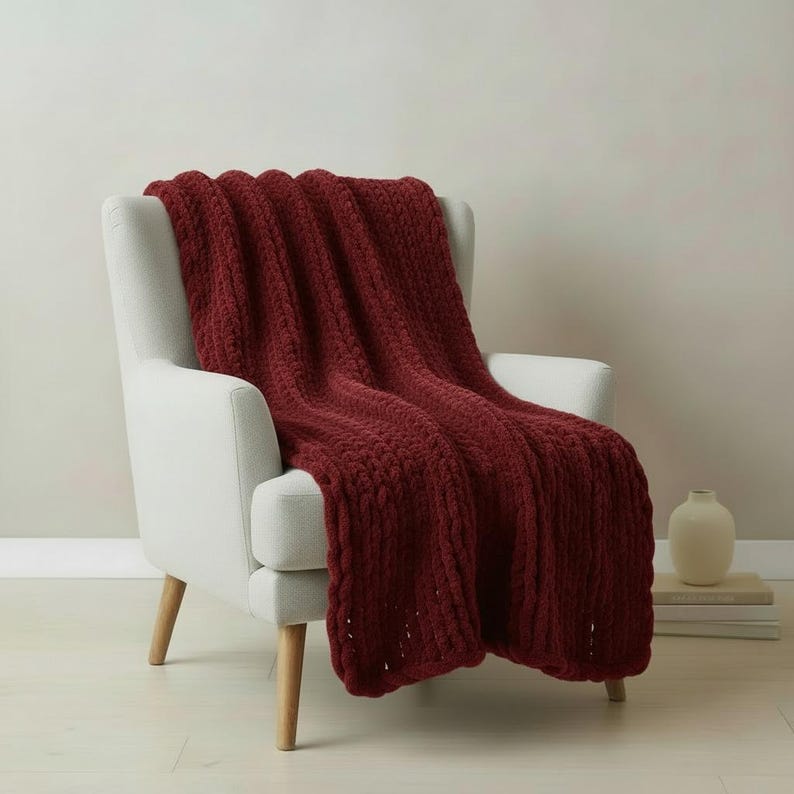Handmade Chenille Chunky Knit Blanket: Cozy Throw Blanket Bild 2