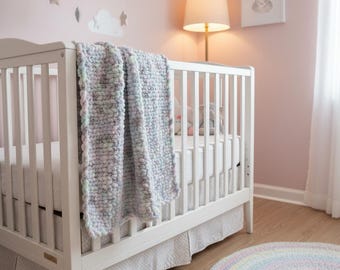 Hand-Knit Chunky Chenille Baby Blanket: Soft, Lightweight, No-Shed