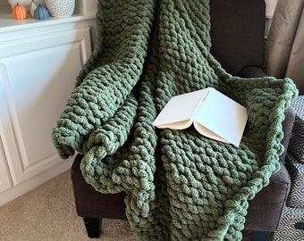 Handmade Chenille Chunky Knit Blanket - FAST SHIPPING - NEW Colors - Perfect Unique Gift - Birthday Gift - Christmas Gift - Gift for Her