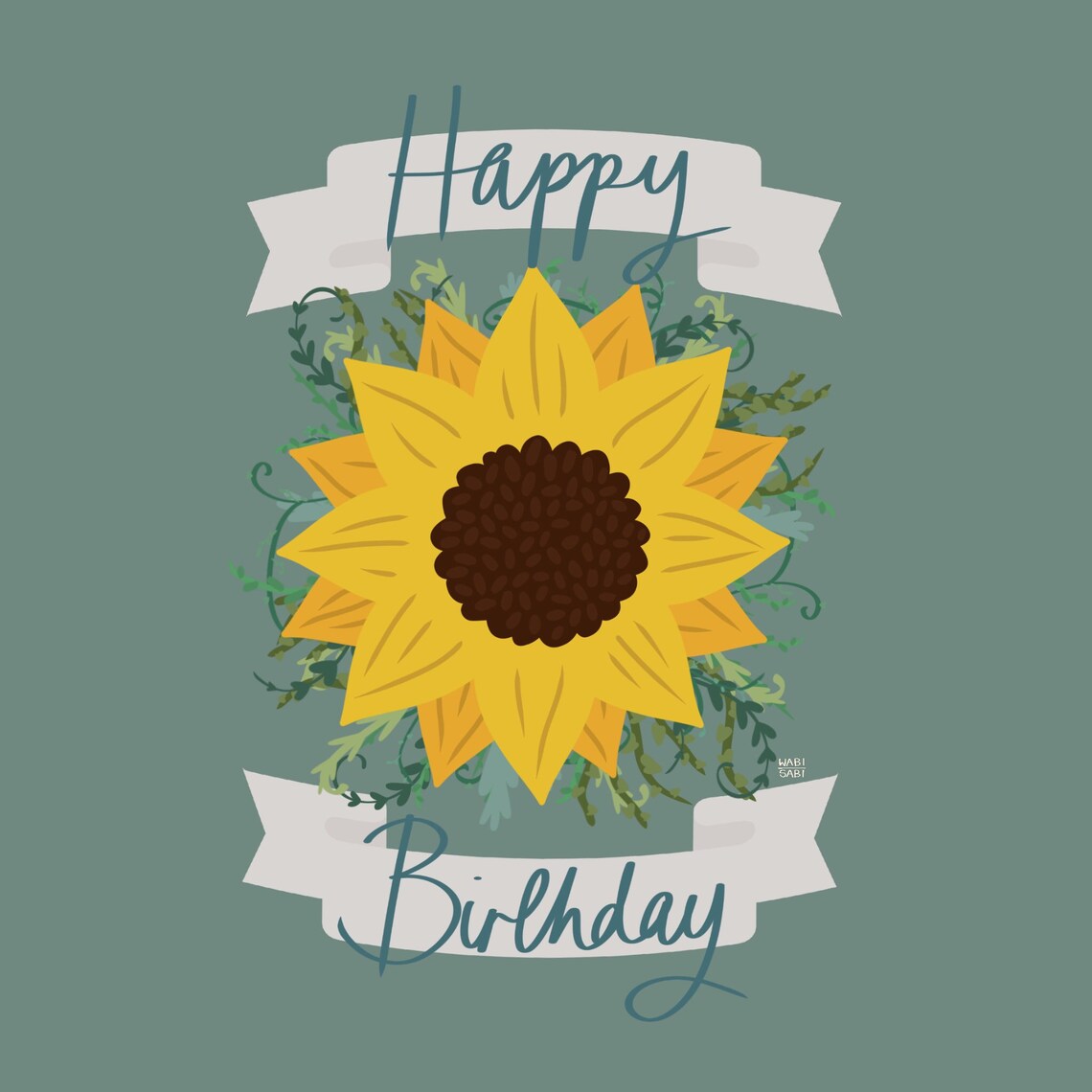 Happy birthday sunflower blank square greetings card Etsy
