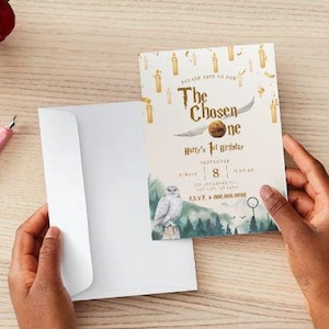 Wizard 1st Birthday Invitation Template: The Chosen One (Digital Download)