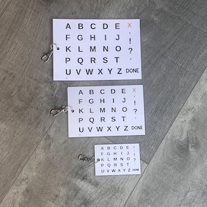 Laminated Letterboards for Spellers | Travel Size AAC Boards | Keychain & Lanyard Compatible