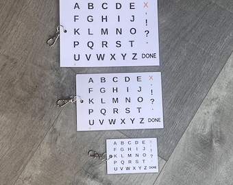 Laminated Letterboards for Spellers | Travel Size AAC Boards | Keychain & Lanyard Compatible