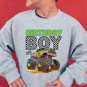 Chłopcy Urodziny Pit Crew Monster Truck Jam Bluza Dude Mama Dada Rodzina Era Urodziny Impreza Maluch Dziecko Baby Shower Ciąża Prezent Sweter