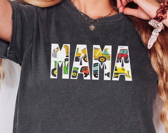 Boy Mama Construction Shirt Comfort Colors Crop Top Heavy Equipment Vehicles Mama Tee Bulldozer Mom Shirt Tractor Backhoe Mothers Day Gift