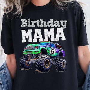Monster Truck Jam Niestandardowa nazwa Urodziny T-shirt Rodzina Dopasowanie Chłopiec Koleś Nowi Rodzice Rasa Brat Siostra Mama Digg Zielony Tata Kratka