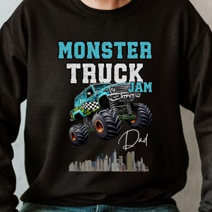 Monster Truck Jam Dopasowane rodzinne bluzy Skaczący rodzice dzieci urodziny impreza impreza Smash Pit Crew Era maluch dziecko prezent sweter w kratkę