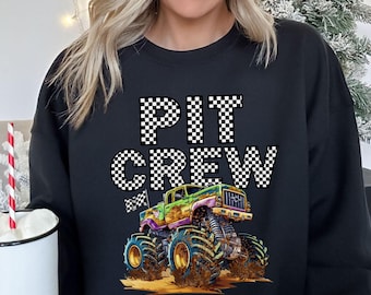 Monster Truck Jam Sweatshirt: Pit Crew Birthday Party Family Sweater