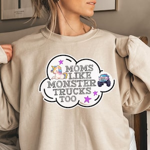 Dziewczyny Mamy Kochają Monster Trucks Zbyt Jednorożec Sparkle Jam Pit Crew Urodziny Impreza Mama Córka Dopasowana Bluza Era Maluch Nastolatka Siostra Dzieci