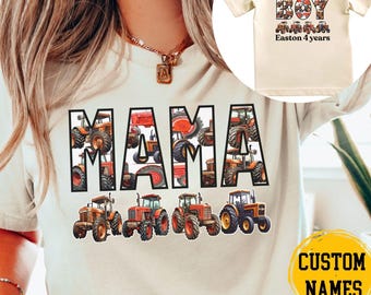 BoyMama Birthday Boy Red Tractor T-Shirt: Matching Family Farm Party Special Event Gift Tee Custom Name Daddy farming Toy Young Child Son