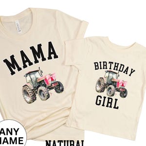 Camiseta universitaria con lazo de croqueta rosa para mamá tractora, para cumpleaños de niña, granja, fiesta campestre, mamá, bebé, niño pequeño