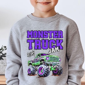 Monster Truck Family Matching Personalized Custom Name Jam Purple Green Blue checkered flag event mom dad boy girl man woman