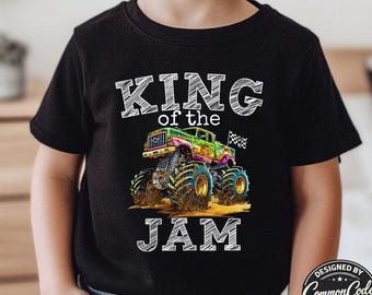 Boys Monster Truck King of the Jam themed shirt King of the Jam His and Hers mens womens Tee pink coquette bow black white checkered flags