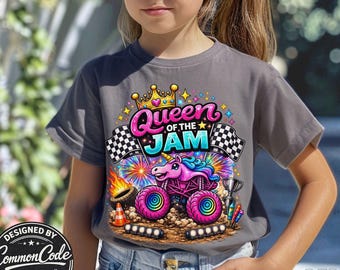 Queen of the Monster Truck Jam Family Matching Comfort Colors Party T-Shirts, Boys Shark Attack Tee, Race Day Birthday Tees Adults & Kids