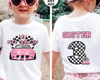Custom Race Car Birthday Family Shirts: Pit Crew Party