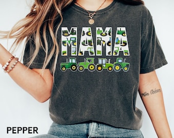 Comfort Colors Boy Mama Tractor Shirt: Green Tractor Mom Tee