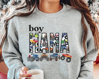 Felpa con cappuccio Boy Mama Monster Truck - Girocollo Mom