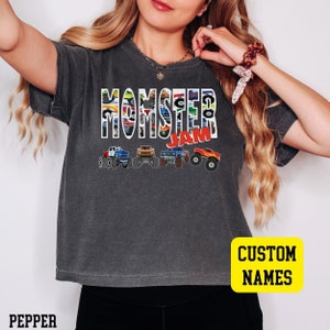 Womens Crop top Comfort Colors Pepper Momster Jam Truck Event Tour Show Birthday Boy Party Pit Crew Monster Truck Mom Mama Baby Pregnancy Announce Mom Birthday Christmas Mothers Day Gift