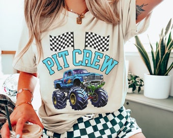 Monster Truck-födelsedagströja: Pit Crew familjematchande tröja