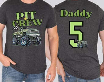 Mens Monster Truck Family Matching Birthday Party T-Shirt Pit Crew Outdoors Nature Military Camo Theme Ready For Mud Monster Truck Jam Event