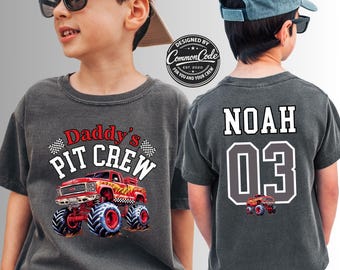 Boys Monster Truck Birthday Family Matching Shirts, Daddy Birthday Dude Shirt, Daddy's Pit Crew Tee, Comfort Colors, Personalized Name & Age