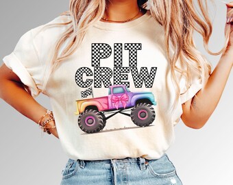 Comfort Colors Monster Truck Birthday Shirt: Pit Crew Family Sparkle
