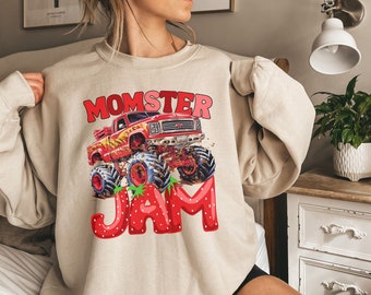 Momster Monster Truck Jam Sweatshirt: Family Matching Birthday Party