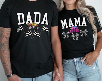 Any Name Monster Truck Shirt, His Hers Couples Kids T-Shirts, Sparkle Unicorn Smash Truck, Flames Yellow Truck, Checkered Flags Race Bows