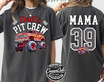 Boys Monster Truck Birthday Family Matching Shirts, Daddy Birthday Dude Shirt, Daddy's Pit Crew Tee, Comfort Colors, Personalized Name & Age
