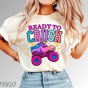 Ladies Girls comfort colors sparkle unicorn monster truck shirt