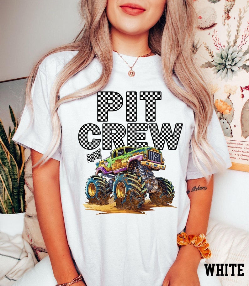 Monster Truck Pit Crew Birthday Dude Boy Jam Party Family Mom Mama Dad Dada Checkered Letters Flag Dirt Mud Big Wheels Tires Cool School Guys Hot Cars Party Theme