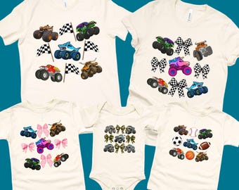Monster Truck Shirt for Kids Toddlers Family Matching Racing Birthday Graphic Tee