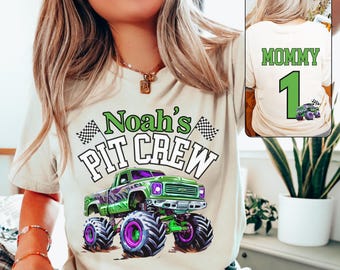 Custom Monster Truck Birthday Shirt: Pit Crew Family Matching Tee