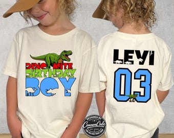 Dinosaurus feestvarken shirt aangepaste naam leeftijd, Dino-Mite familie bijpassende T-shirt, T-Rex Pit Crew Party shirt, peuter kinderen volwassen verjaardagscadeau