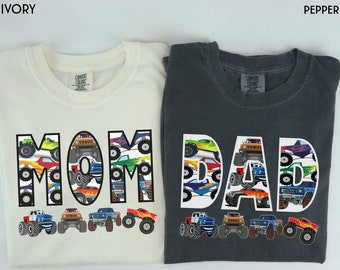 Camisa de mamá Monster Truck con colores cómodos: regalo de cumpleaños para mamá de niño